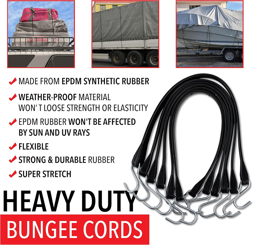50 Pack 41" EPDM Rubber Tarp Straps with Crimped Hooks O150676