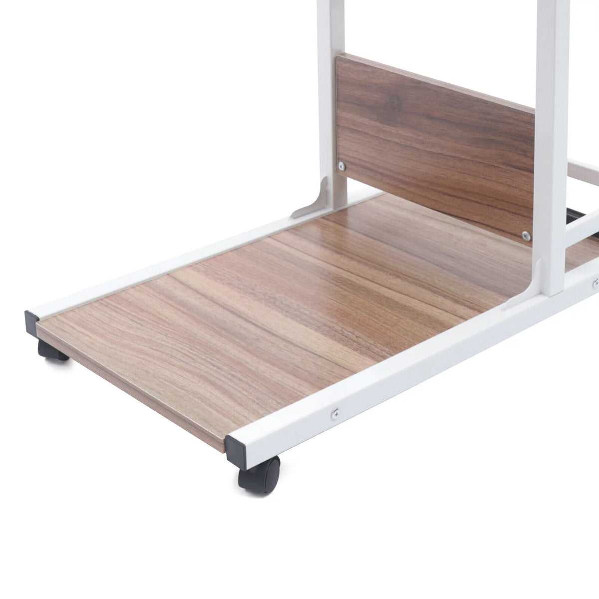 C Shaped Mobile Sofa Side Table with Wheels and Storage Shelves G458260