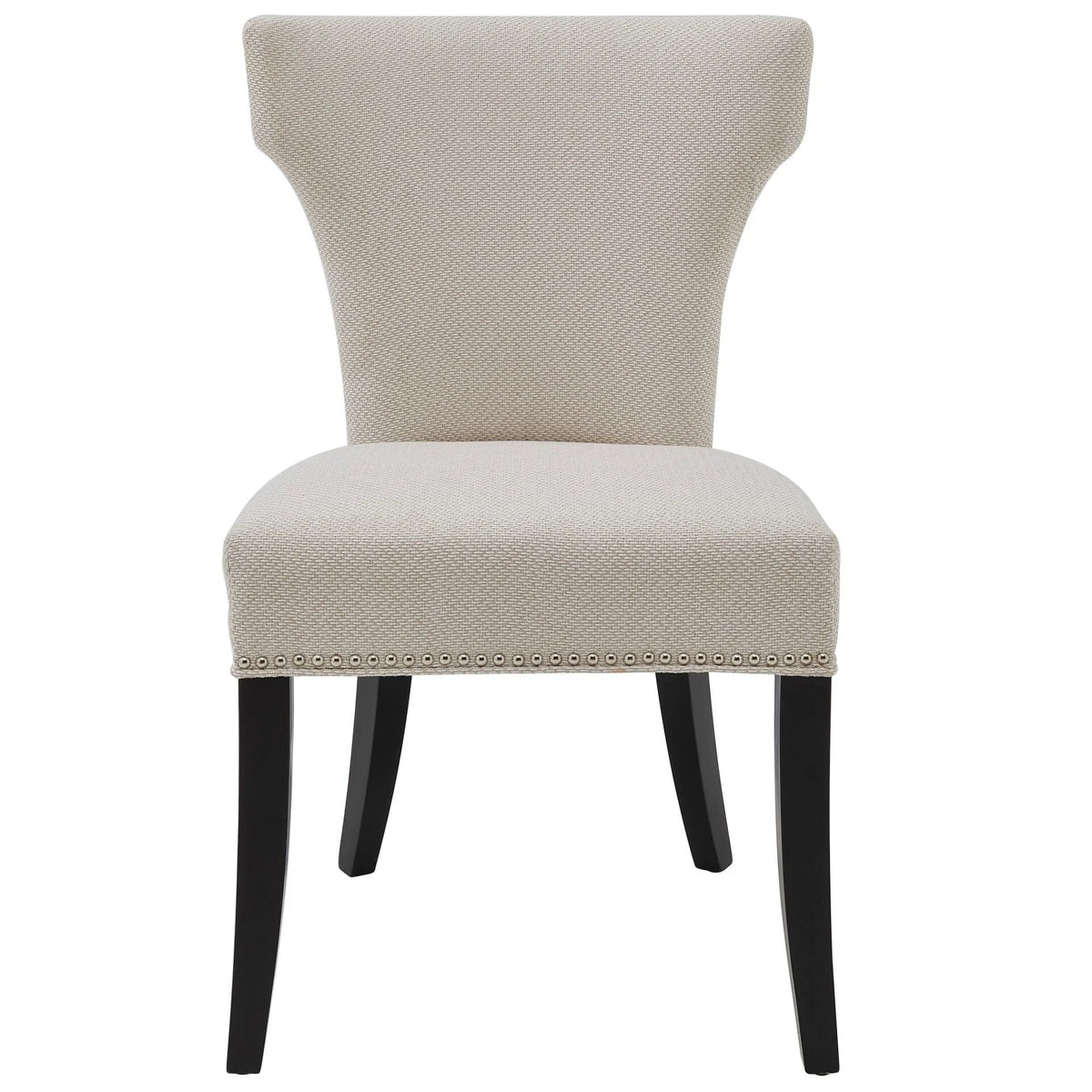 Cream Black Upholstered Fabric Side Chairs Set of 2 O104890