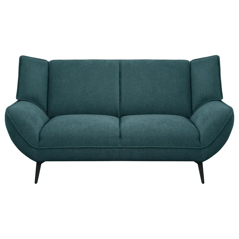 Teal Blue Black 2-Piece Fabric Metal Sofa Set F80473