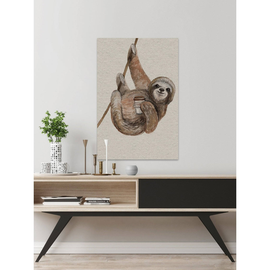 Handmade Hanging Sloth Print on Wrapped Canvas - 20 x 30 R983064