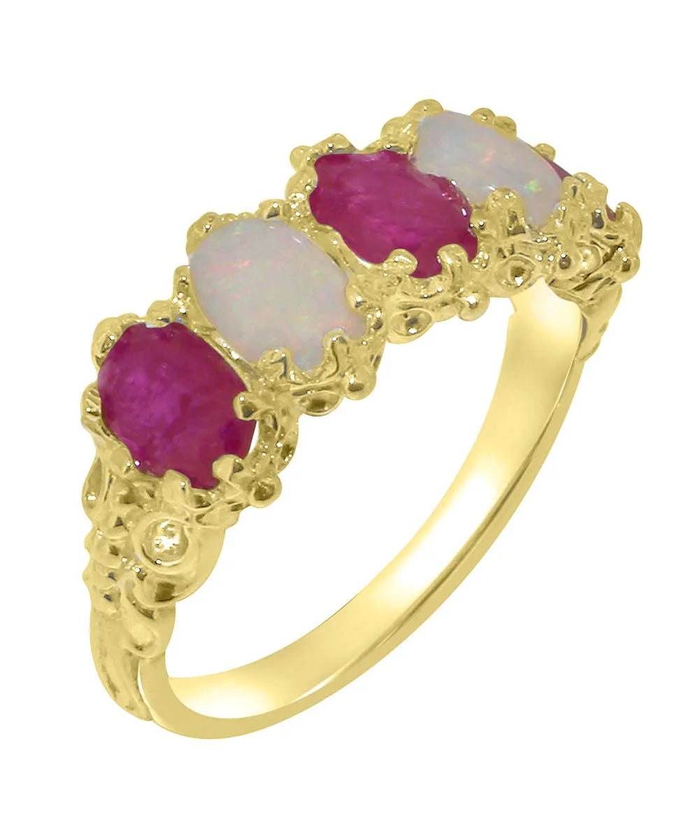 10k Yellow Gold Ruby Opal Eternity Ring G9463