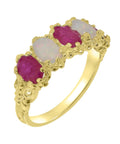 10k Yellow Gold Ruby Opal Eternity Ring G9463