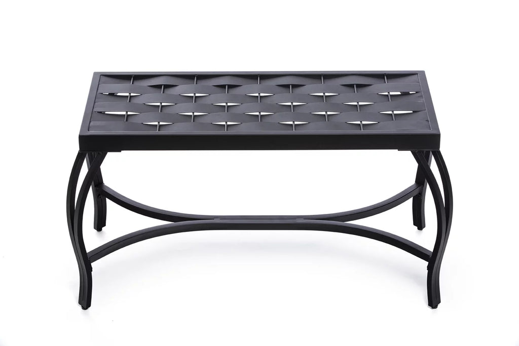 Charcoal Black Metal Weave Bench I713