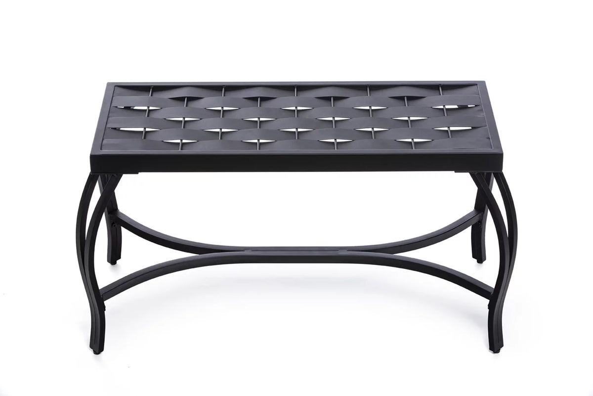 Charcoal Black Metal Weave Bench I713