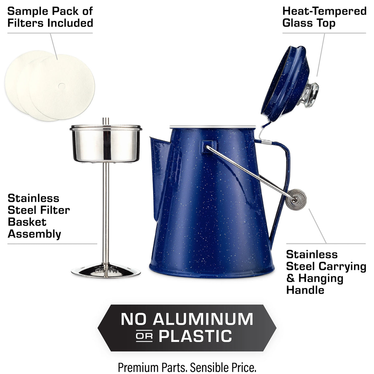 Classic Camping Coffee Percolator 12 Cup Enamelware G781