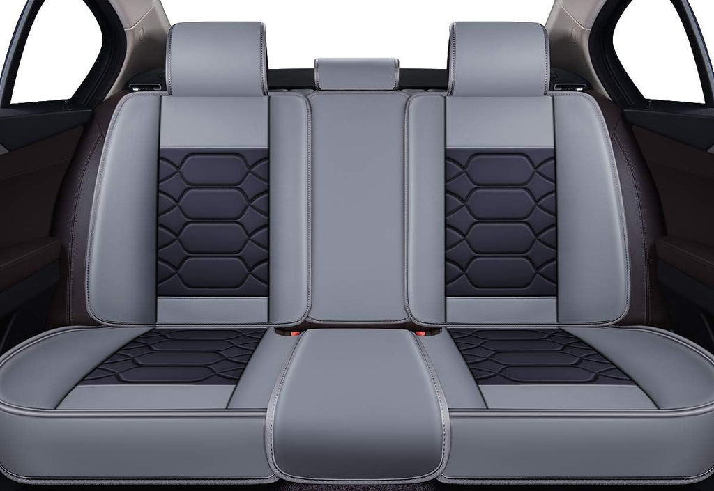 Black Front & Rear Faux Leather Car Seat Covers C188