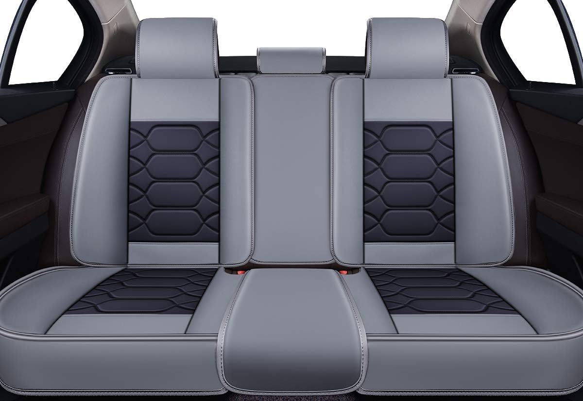 Black Front & Rear Faux Leather Car Seat Covers C188