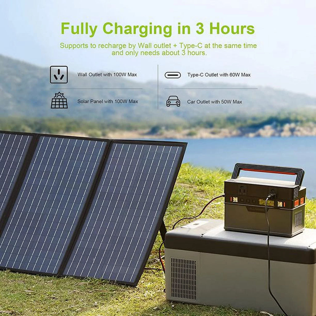 700W 606Wh Portable Power Station with 100W Flexible Solar Panel P9271