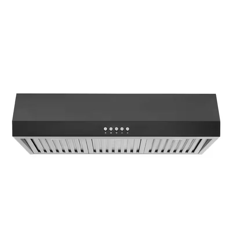 30 in. 500CFM Convertible Under Cabinet Range Hood in Black with LED Lights T788