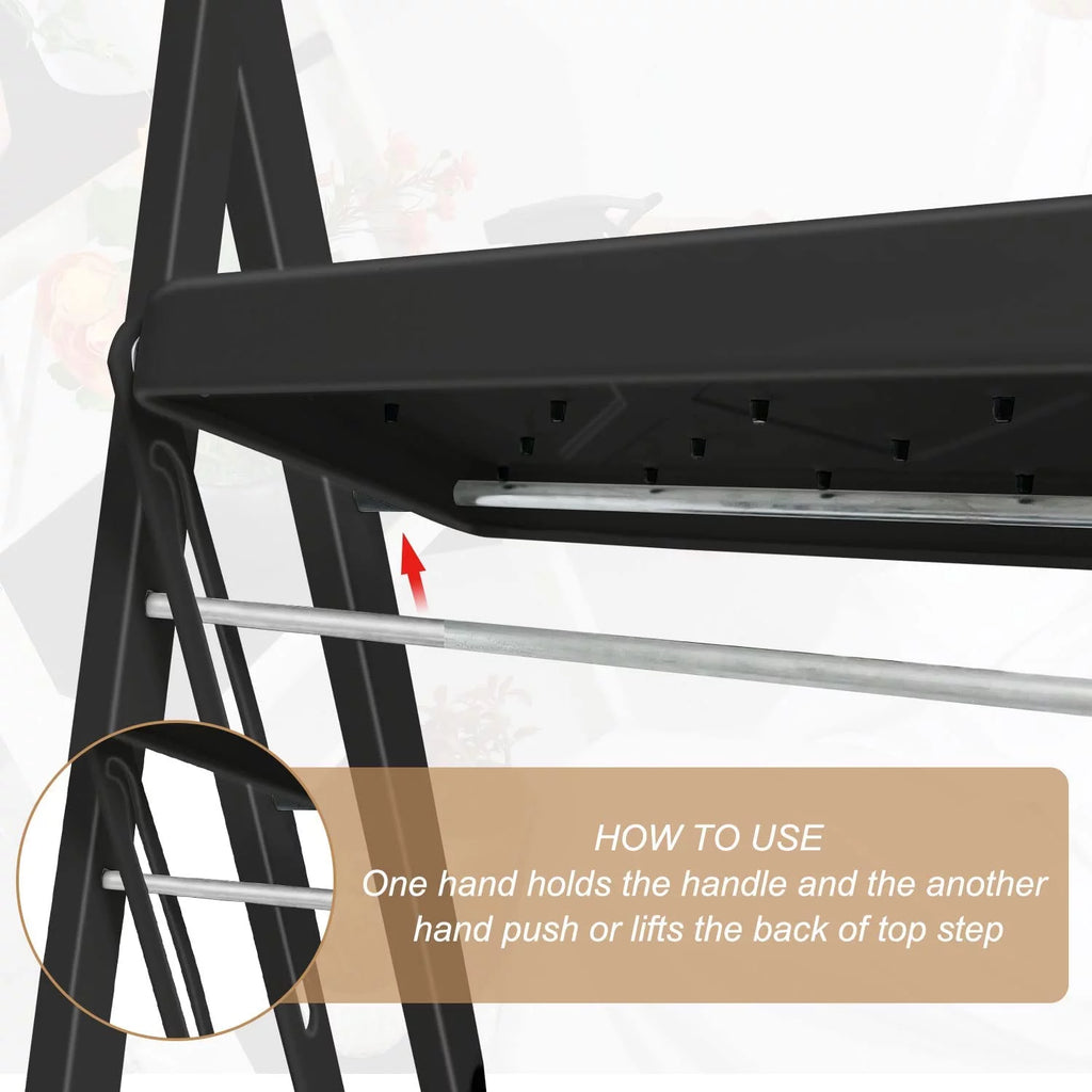 4 Step Folding Step Stool with Anti-Slip Pedal, 330lbs Capacity, Black L35253