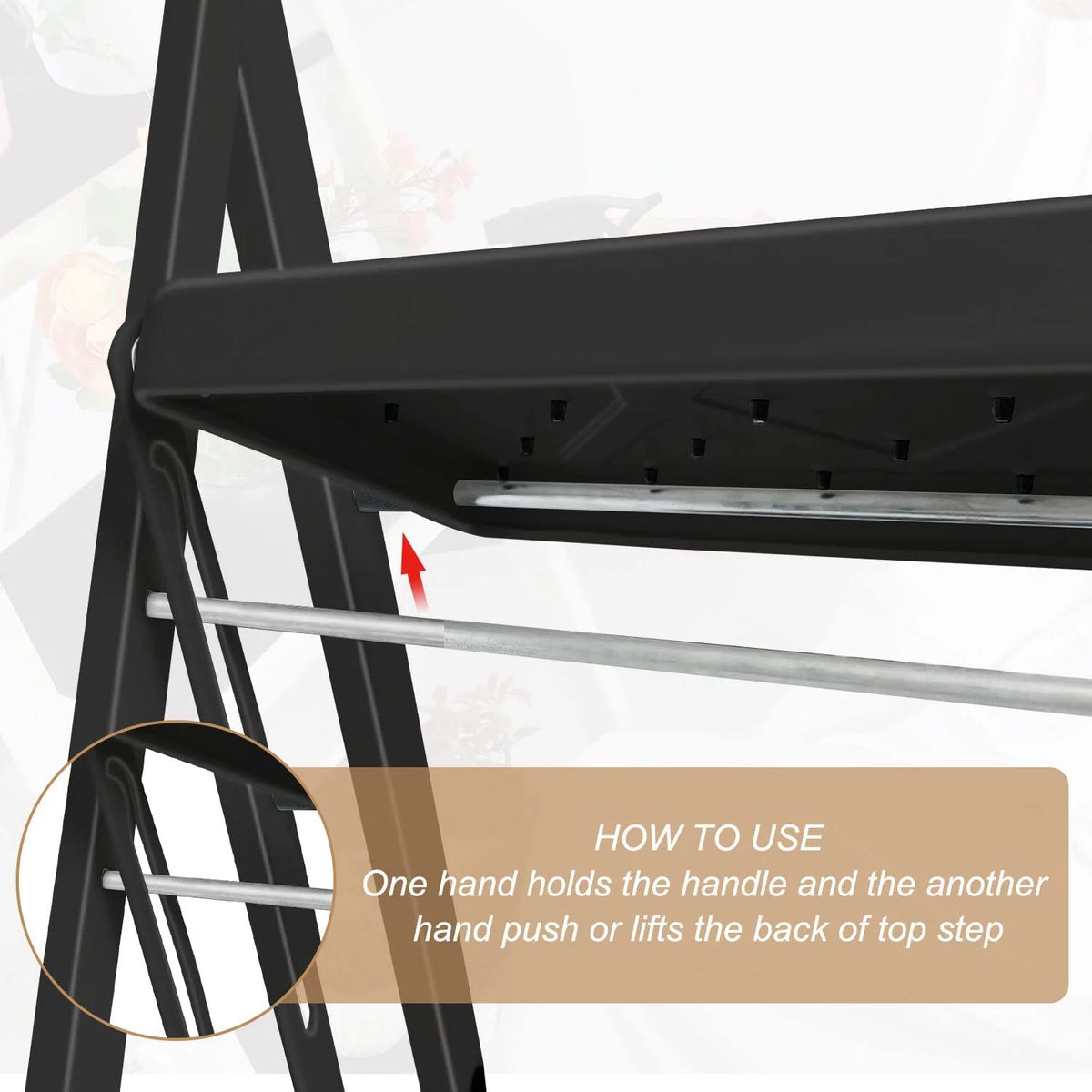 4 Step Folding Step Stool with Anti-Slip Pedal, 330lbs Capacity, Black L35253