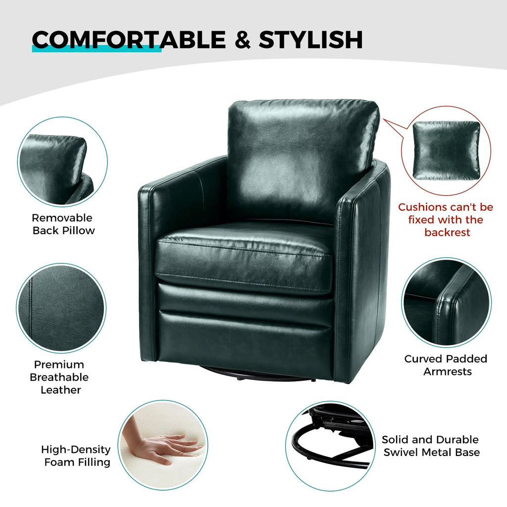 Green Faux Leather Swivel Accent Chair Set of 2 F38815