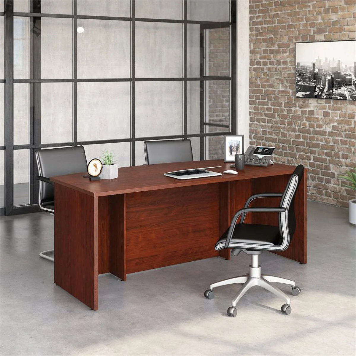 72" x 36" Bowfront Executive Desk in Classic Cherry U14213