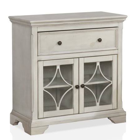 Antique White Wood 2-Shelf Hallway Cabinet R30862