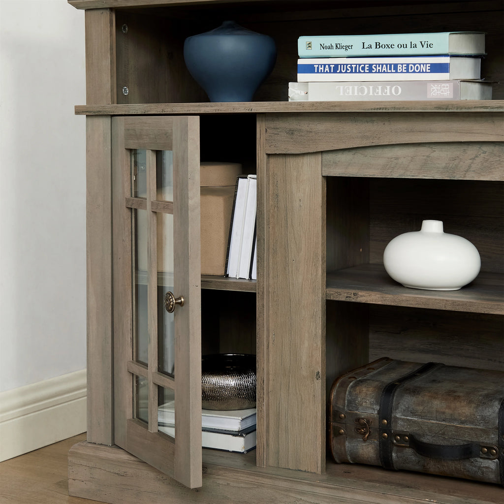 Gray Wash TV Stand with Storage and Cabinet J52062