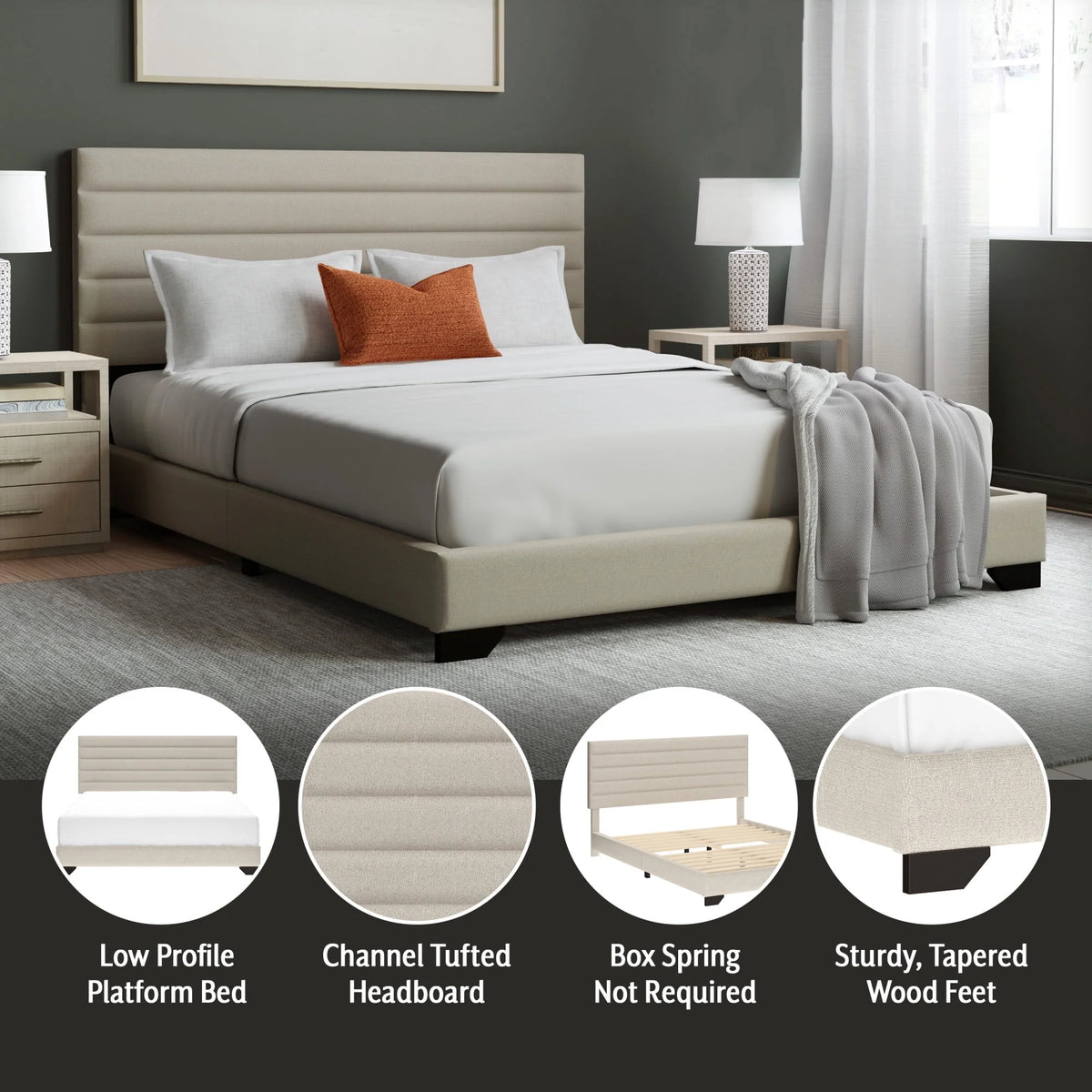 Queen Tufted Upholstered Platform Bed R809