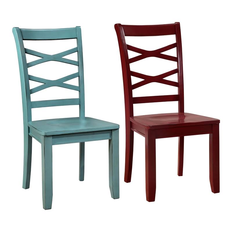 Red and Blue Dining Chair Set of 2 C7547
