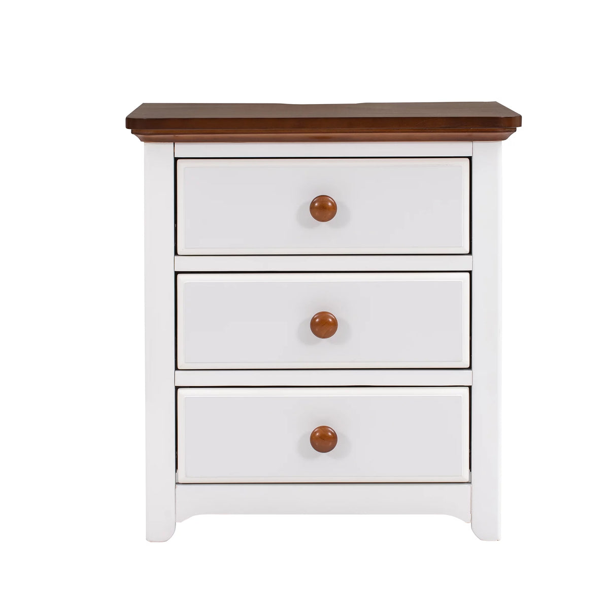 Full Size Platform Bed with Nightstand and Storage Chest, White and Walnut N21896