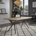 Light Pine and Black Metal Base Dining Table L6530