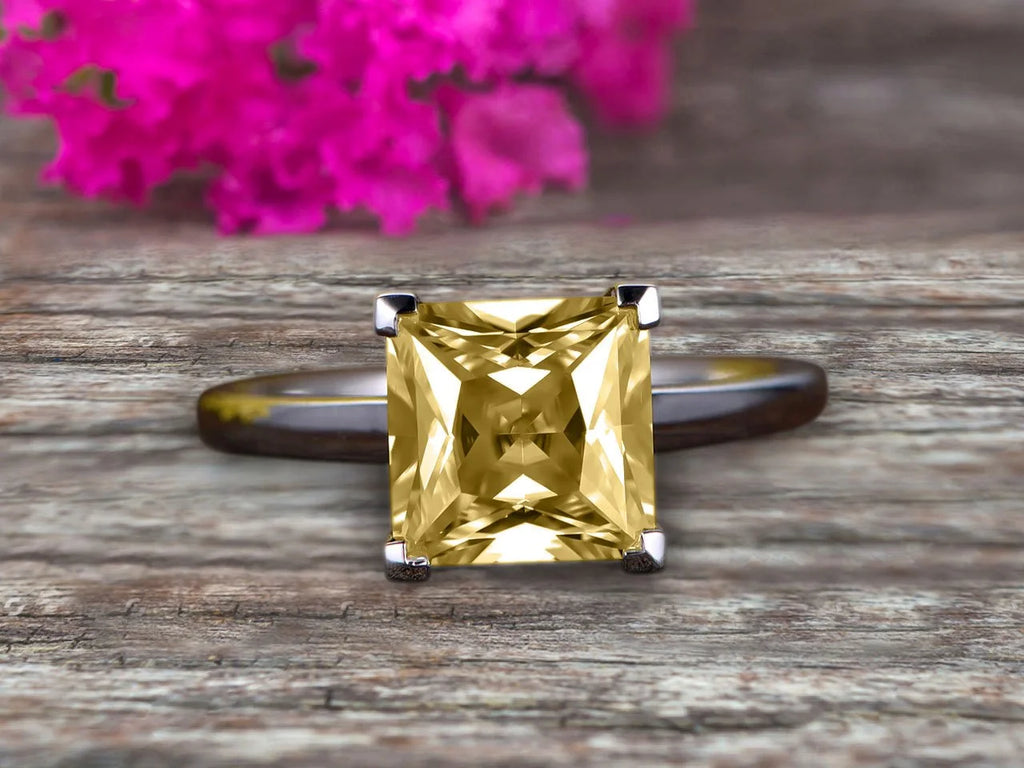 10k Rose Gold Princess Cut Moissanite Solitaire Engagement Ring E3583