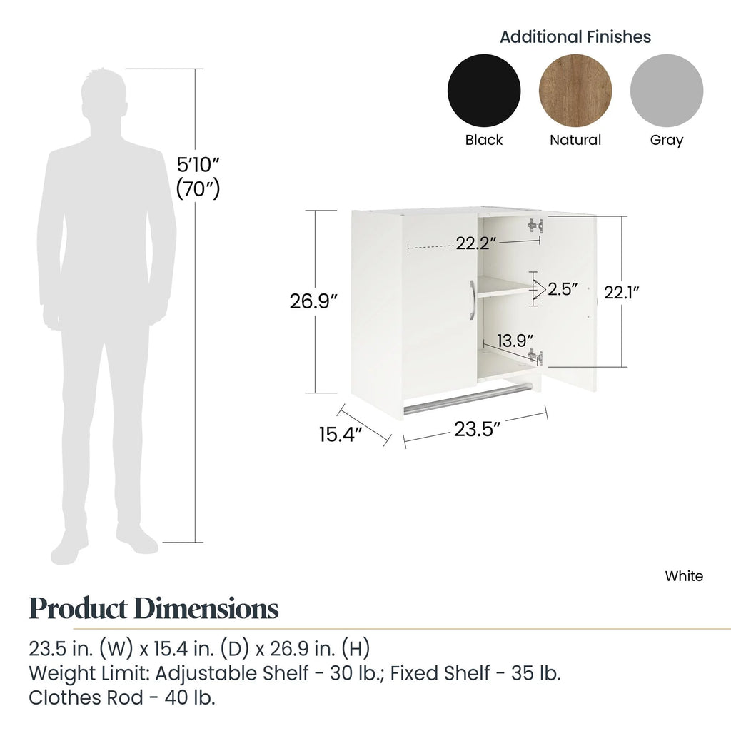 2 Door Wall Storage Cabinet with Hanging Rod Q14259
