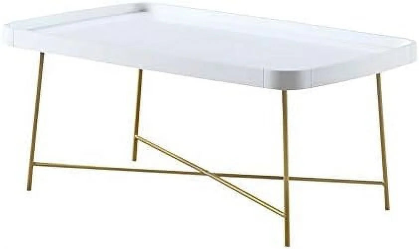 White Wood Coffee Table with X Legs R8258