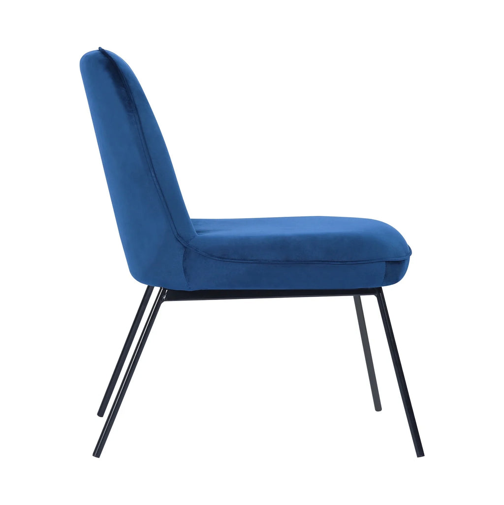 Velvet Accent Chair Set of 2 Navy Blue N716