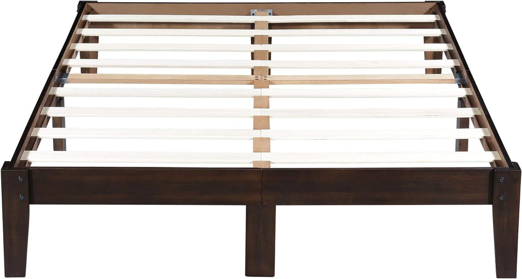 14 Inch Solid Wood Platform Bed Frame King Dark Brown J473350