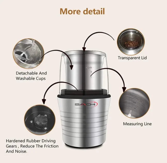 2-in-1 Electric Coffee Grinder and Wet Dry Spice Grinder N201