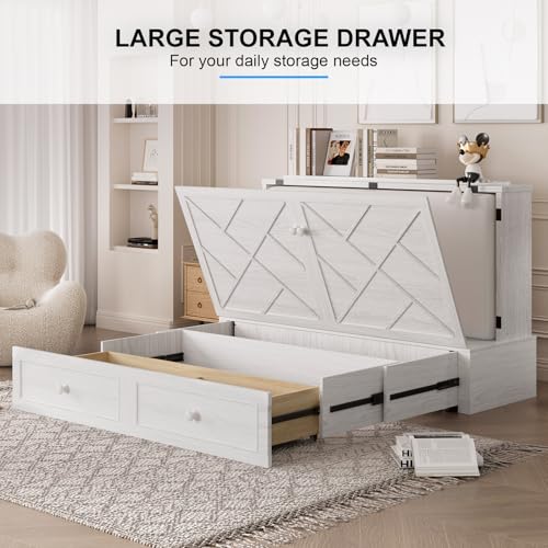 Queen Murphy Bed with Storage Drawers O350405
