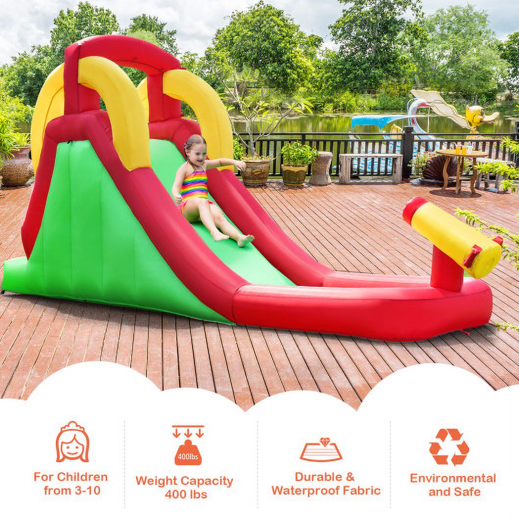 Inflatable Water Slide Bounce House with Climbing Wall and 550W Blower U153