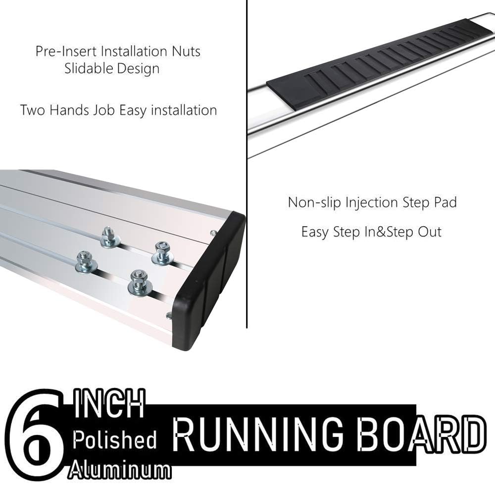 6 Inch Chrome Aluminum Running Boards Side Step Nerf Bar O779989