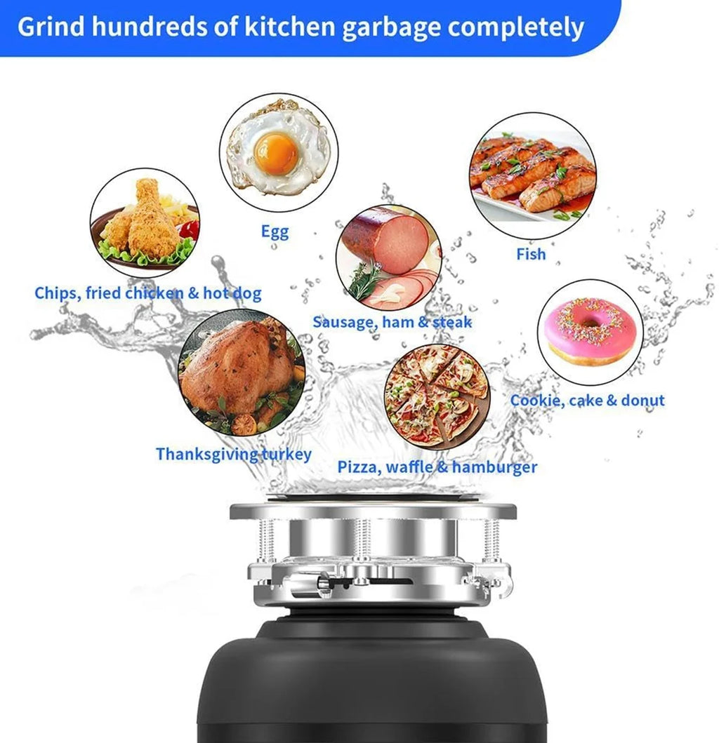 Garbage Disposal with Stainless Steel Grinding Chamber, 1/2 HP Continuous Feed with Power Cord L385644