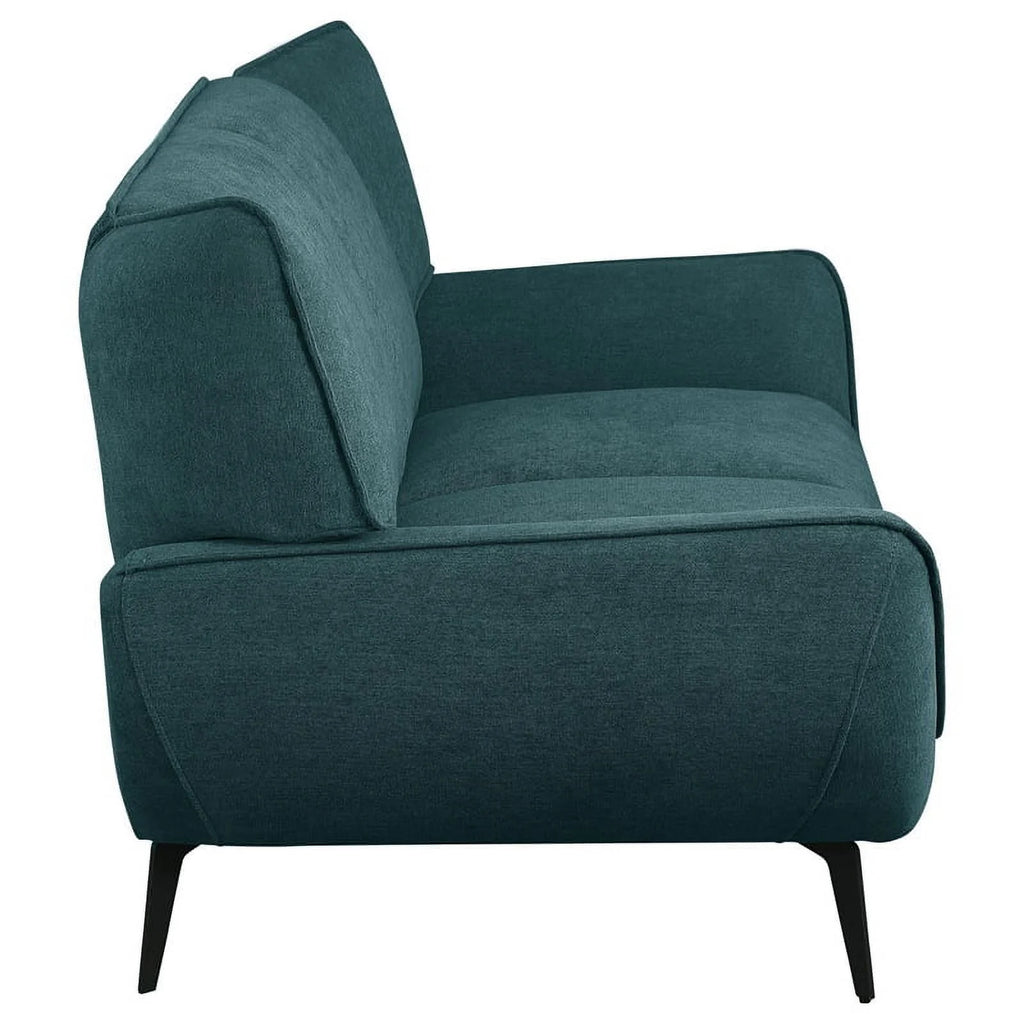 Teal Blue Black 2-Piece Fabric Metal Sofa Set F80473