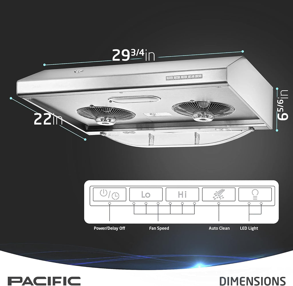 30 Inch Under Cabinet Range Hood with 900 CFM Suction M4685