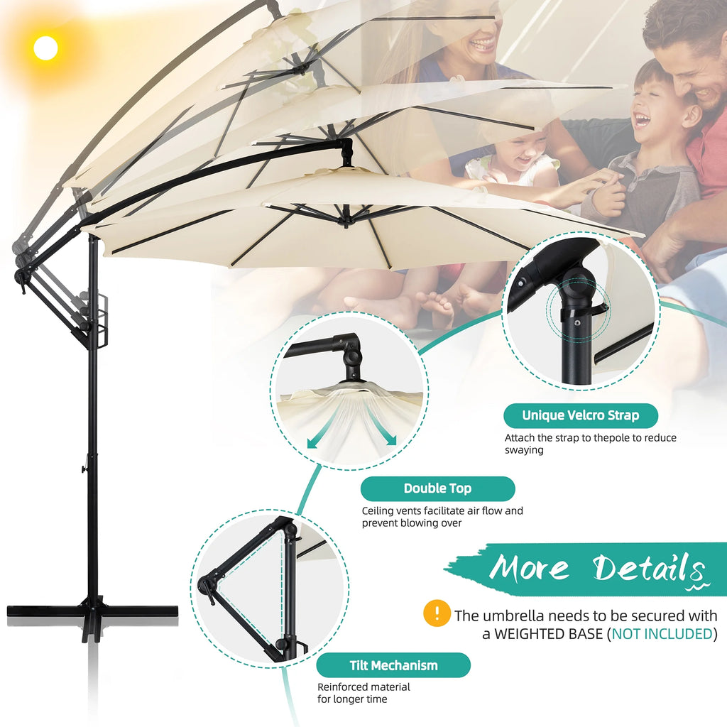 Dark Gray Offset Cantilever Umbrella with Cross Base Y860109
