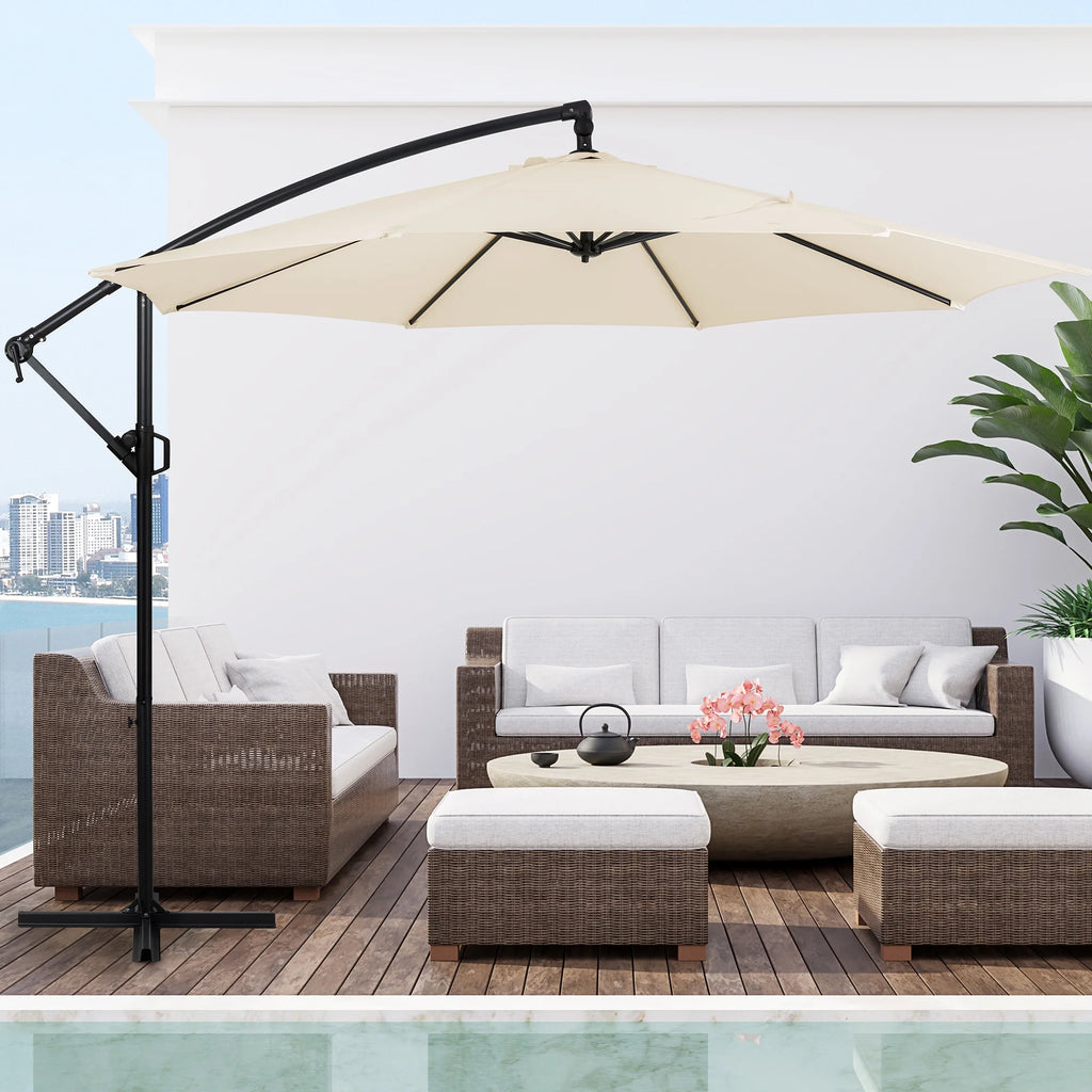 Dark Gray Offset Cantilever Umbrella with Cross Base Y860109