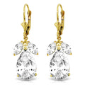 14k Solid Gold Leverback Earrings Natural White Topaz A676031