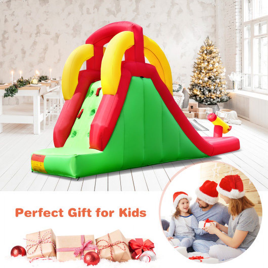 Inflatable Water Slide Bounce House with Climbing Wall and 550W Blower U153