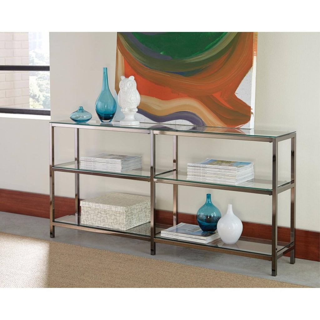 Industrial Metal Bookcase with Glass Shelves B30458