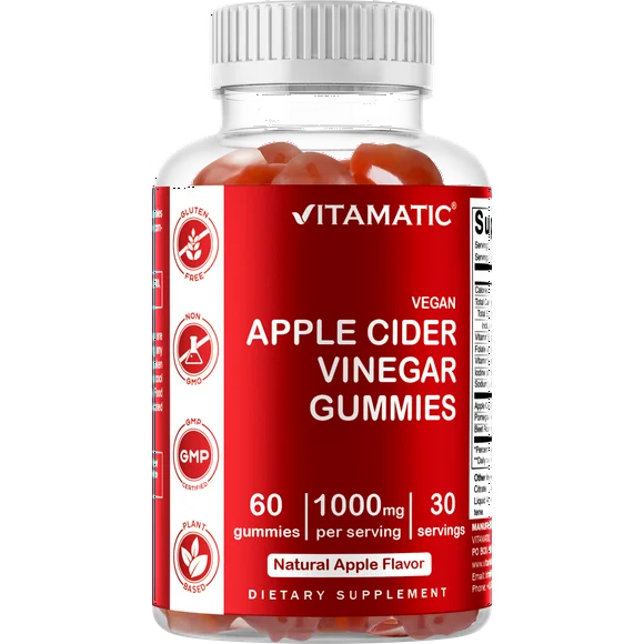 Apple Cider Vinegar Gummies 1000mg 60 Vegan Gummies D4040