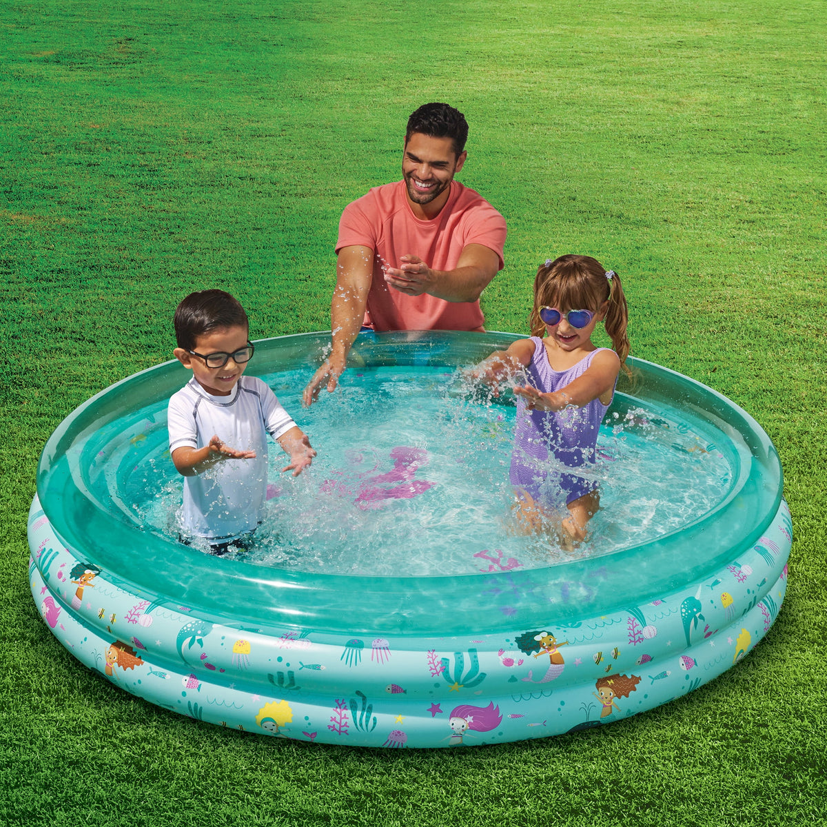 Blue Mermaid 3-Ring Inflatable Swimming Pool M584324