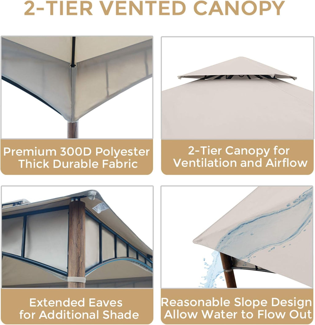 10x10 Waterproof Steel Gazebo (Beige) Y52675
