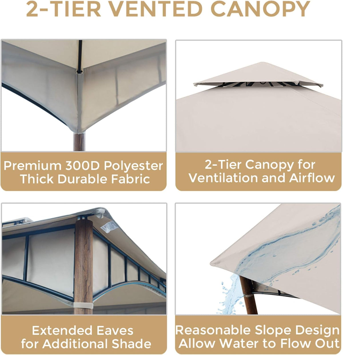 10x10 Waterproof Steel Gazebo (Beige) Y52675